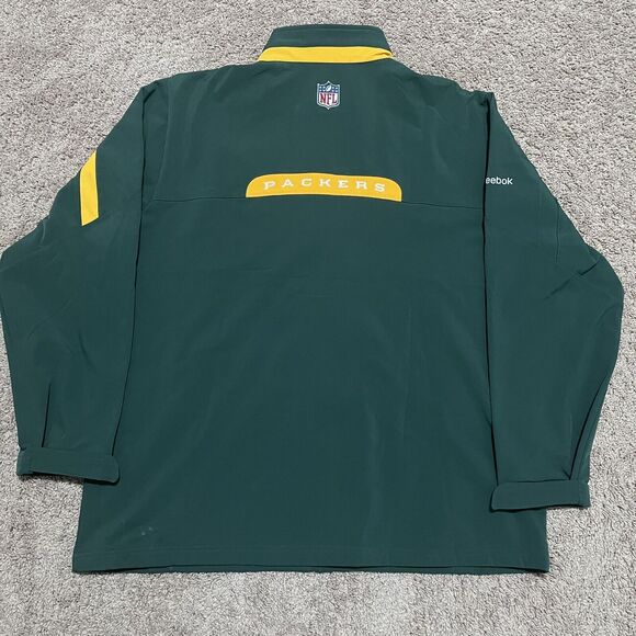 VTG Reebok Green Bay Packers Jacket Men XXL 2XL Hard Shell On Field Windbreaker - Picture 7 of 12